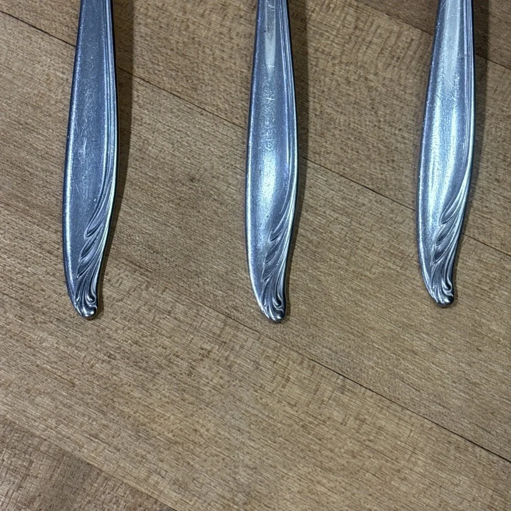 Lot 3 WM Rogers & Son Feather Stainless Steel Tablespoons Spoons Replacement